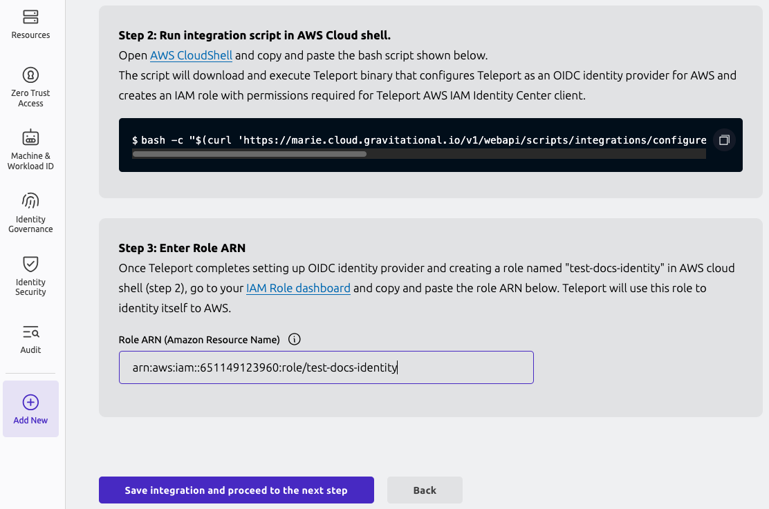 Run script for AWS integration